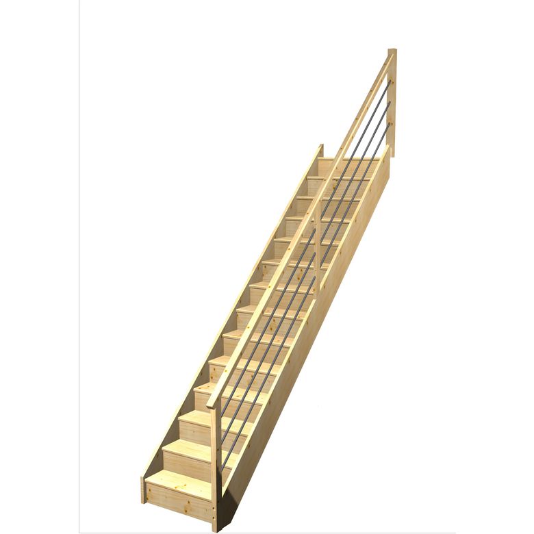 Escalier Faubourg droit rampe Régate tubes acier | Lapeyre