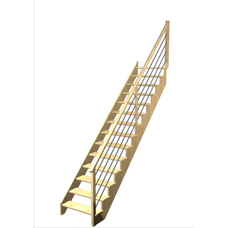 Escalier Ouessant droit rampe Régate tubes inox | Lapeyre