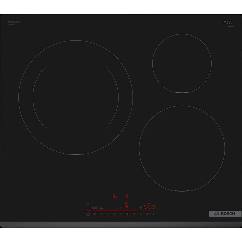 Table induction noir 3 foyers Bosch PIJ631FB1E | Lapeyre