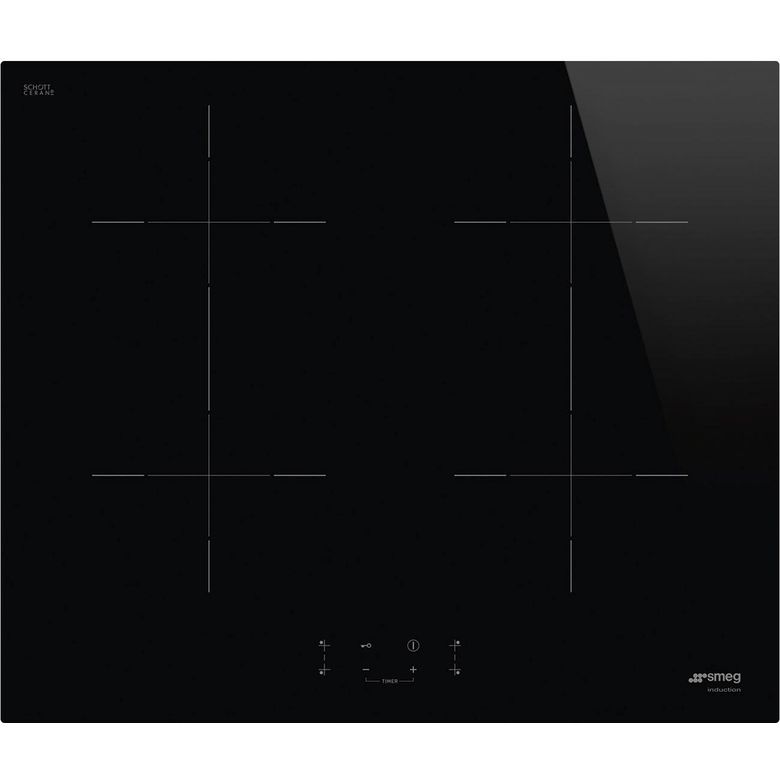 Table induction avec zone modulable noir 4 foyers Smeg SIB2641D | Lapeyre