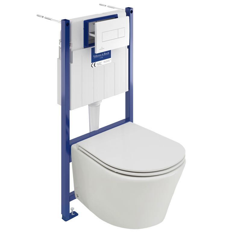 Pack WC suspendu cuvette OPUS, abattant, bâti wc TOM 2 et plaque blanche - Lapeyre