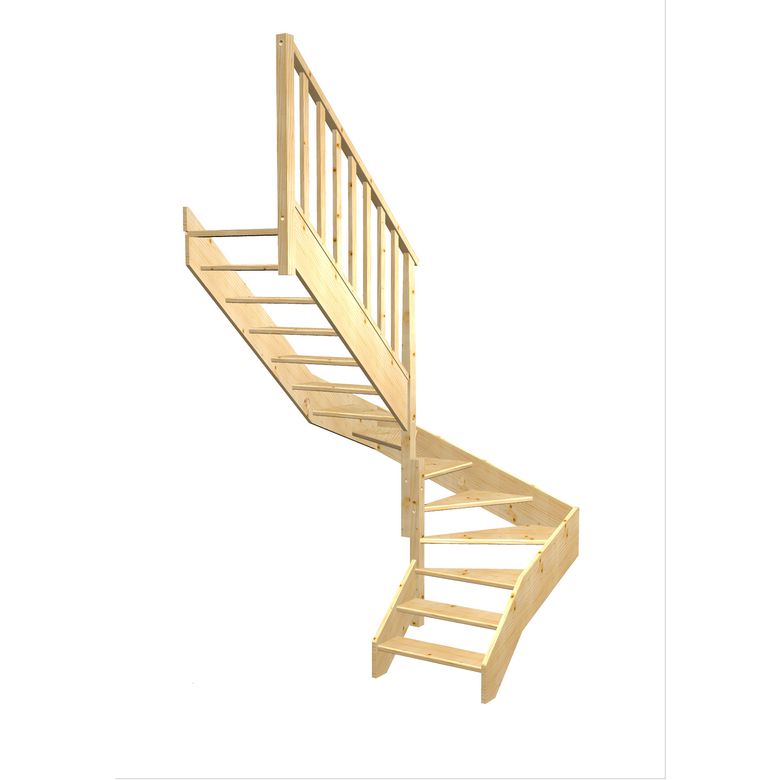 Escalier Aria double quart tournant intermédiaire rampe Idéal | Lapeyre