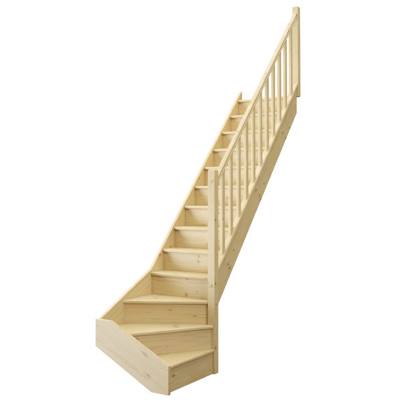 Escalier Uno quart tournant bas avec rampe - Lapeyre