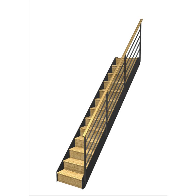 Escalier Esteban droit rampe Fera main bois | Lapeyre