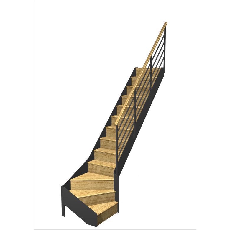 Escalier Esteban quart tournant bas rampe Fera main bois | Lapeyre