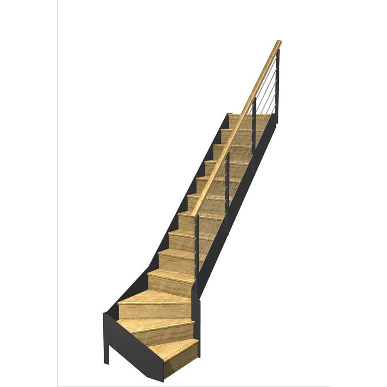 Escalier Esteban quart tournant bas rampe Epure tubes | Lapeyre