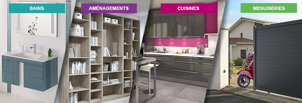 Les 4 univers Lapeyre : Aménagements, Bains, cuisines, menuiseries